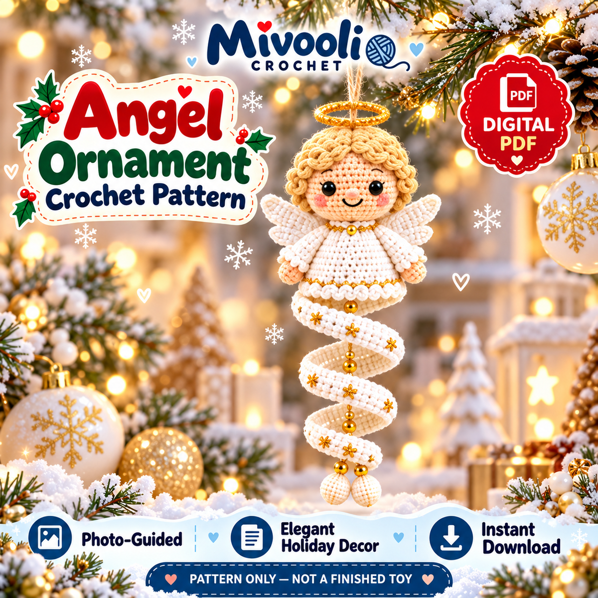 10 Christmas Spiral Ornament Crochet Patterns PDF