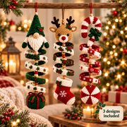 3-in-1 Christmas Spiral Crochet Pattern PDF – Gnome, Reindeer & Candy Cane Ornaments