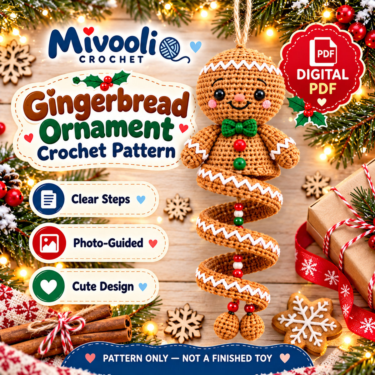 10 Christmas Spiral Ornament Crochet Patterns PDF