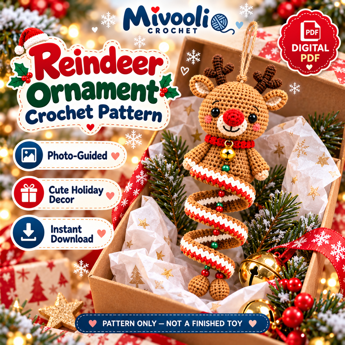 10 Christmas Spiral Ornament Crochet Patterns PDF