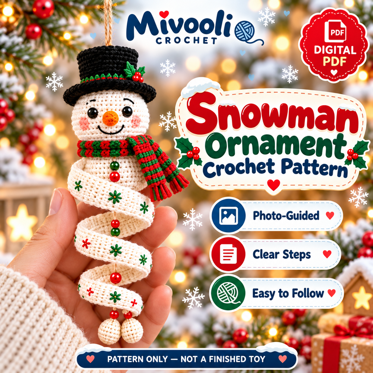 10 Christmas Spiral Ornament Crochet Patterns PDF